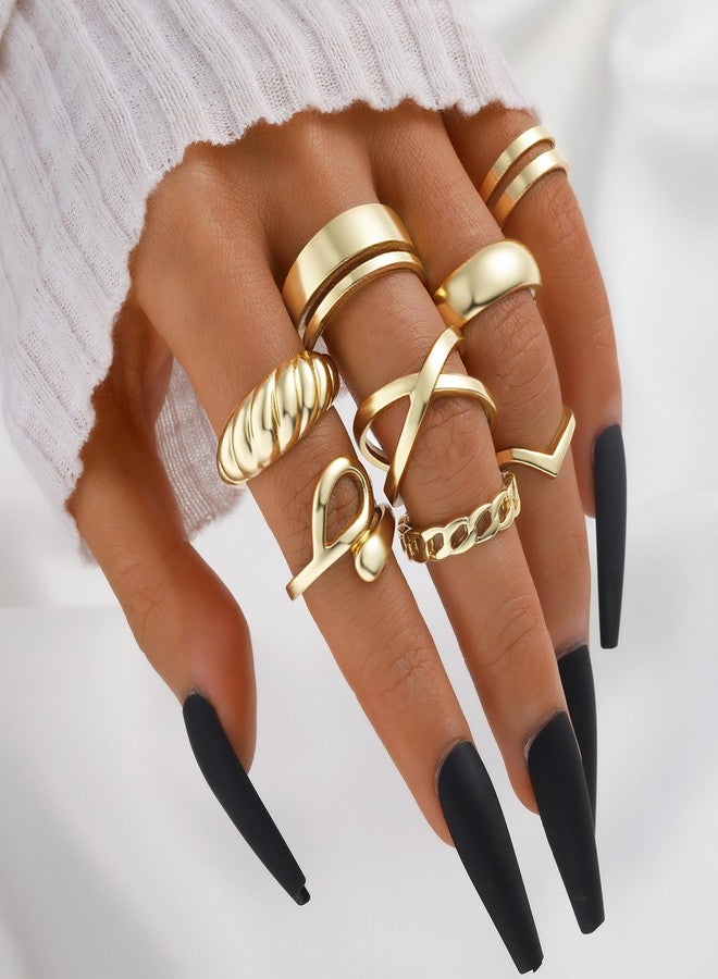 YEEZII 25 Pcs Gold Knuckle Rings Set for Women, Cute Stackable Finger Midi Rings, Dainty Gold Chunky Stacking Womens ring pack - Image 4